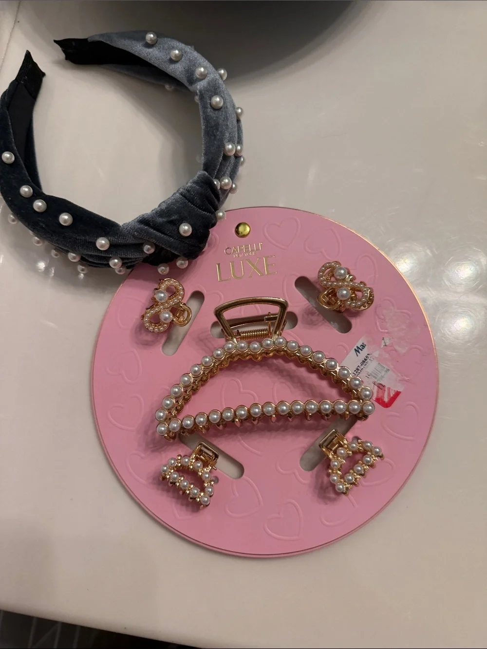 Capelli of New York Pearl-Embellished Gold Pearl Hair Clip Set & headband bundle - Picture 1 of 3